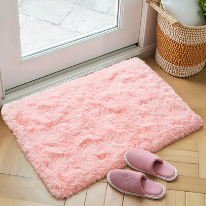 VIKAMA Pink Bedroom Carpet - Soft and Plush for Home Decor - Living Room, Dorm Room Floor Mat - Bedroom Side Rug