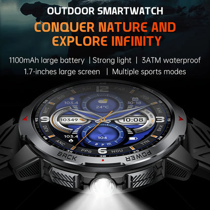Smart Watch LED Flashlight Outdoor KT88 Compass Wireless call Men Multi-Sport