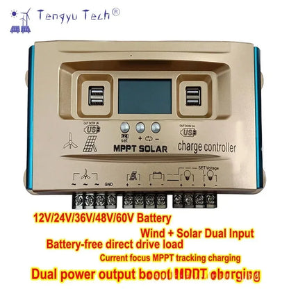 Wind Solar Hybrid Charge Controller 24/36/48/60V Buck-Boost Off-Grid PV Controller