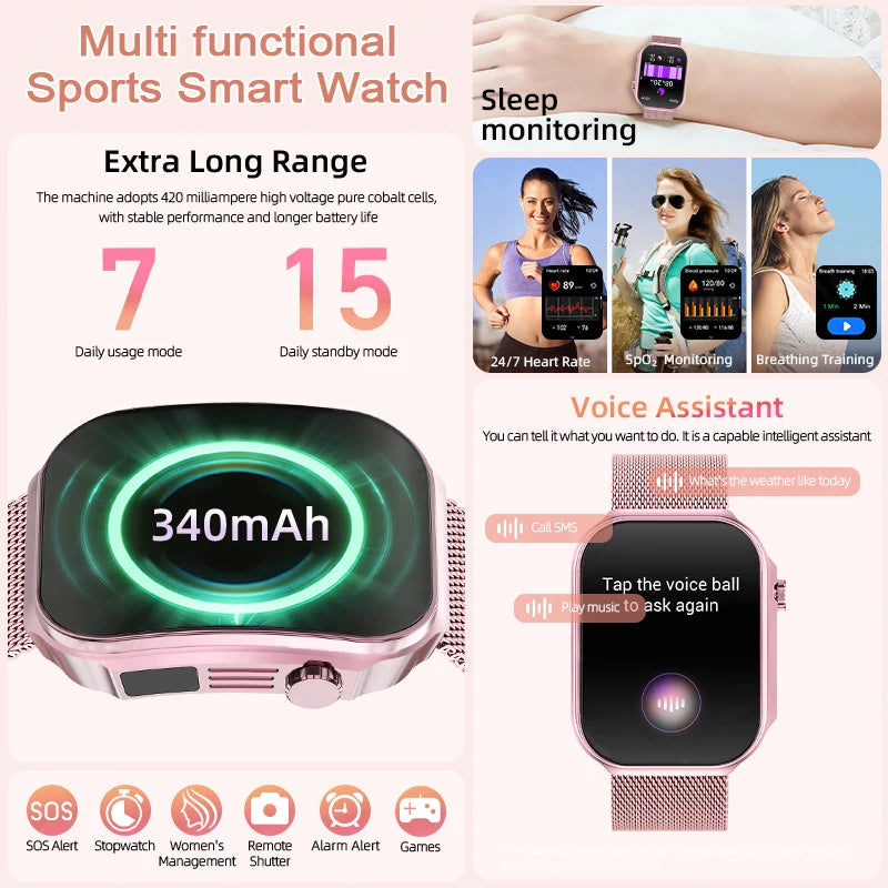 Heart Rate Waterproof Music Bluetooth Call Smartwatch
