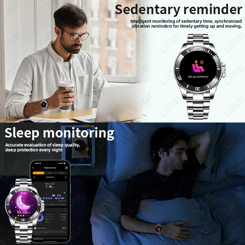 Sports Monitor Men's Watches 1.27" HD Screen Bluetooth Call IP68 Waterproof Men Smartwatch