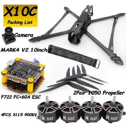 MARK4 V2 10inch F722 Flight Control 60A 4INI ESC 3115 Motor Camera VTX Receiver Antenna for FPV RC Racing Drone Quadcopter Parts