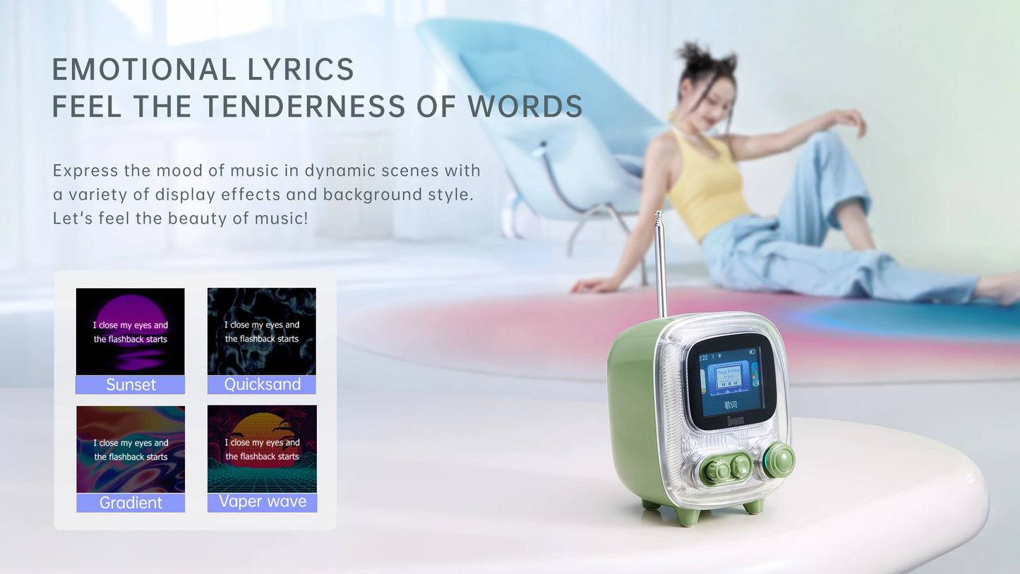 Divoom T-tiivoo-2 Mini small tv portable Radio FM with Adjustable Antenna Vintage Wireless 5.0 Bluetooth Speaker cute gift