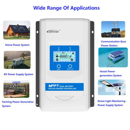 EPEVER DR3210N-DDS 30A MPPT Solar Charge Controller Battery Voltage 12V 24V Max PV Input 100V