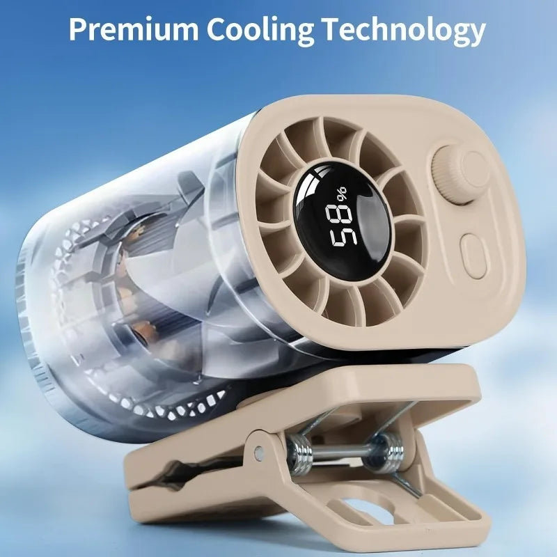 Car Clip Fan 360° Rotatable 100 Speed Wind 12V USB Rechargeable Electric Fan Low Noise Mini Fan Clamp Anywhere