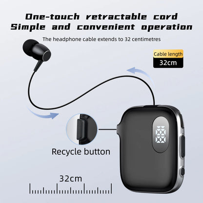 90H Playtime Bluetooth Headset V6 ENC Noise Canceling LED Power Display Retractable lapel clip Earphone for Meeting Driving K91