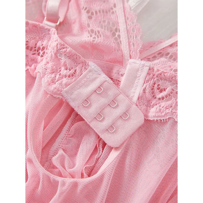A Set Of Woman Underwear Nightgown Thong Sets Plus Size Suspender Lace Lingerie Sexy Accessories Erotic Bra Nightdress lencería