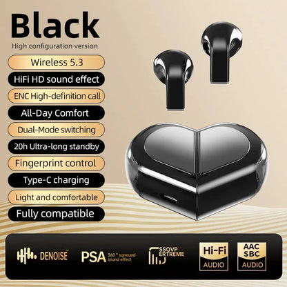 K520 Bluetooth Wireless Earphones Rotatable Heart Shape Charging Box Low Latency Gaming Stereo In Ear Earbuds