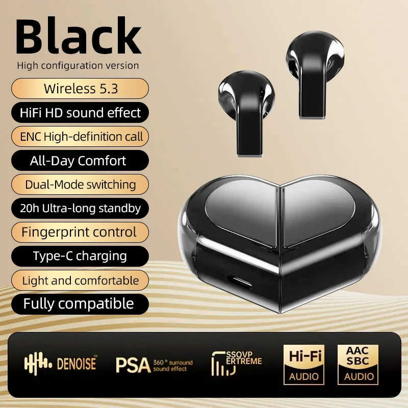 K520 Wireless Earbuds Rotatable Love Heart Charging Case Low Latency Gaming Bluetooth Headphones Stereo In Ear Earphones