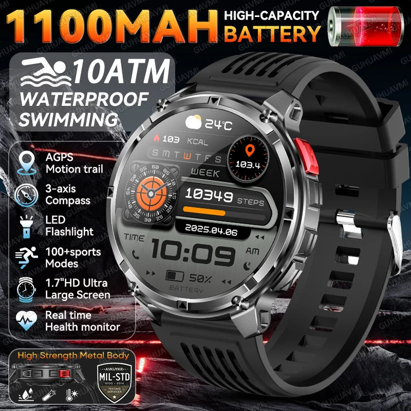 10ATM Waterproof Military Grade Sports Outdoor Smartwatches