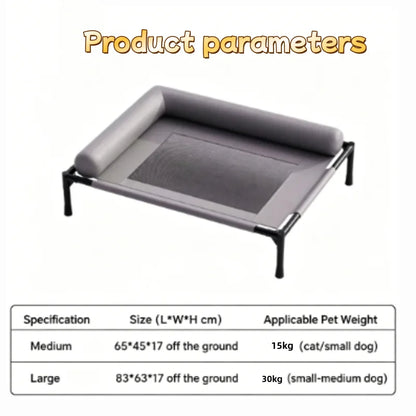 Cooling Dog Cot Bed with Pillow Breathable Mesh Washable Pet Furniture for Outdoor Indoor Camping Patio Sunbathing