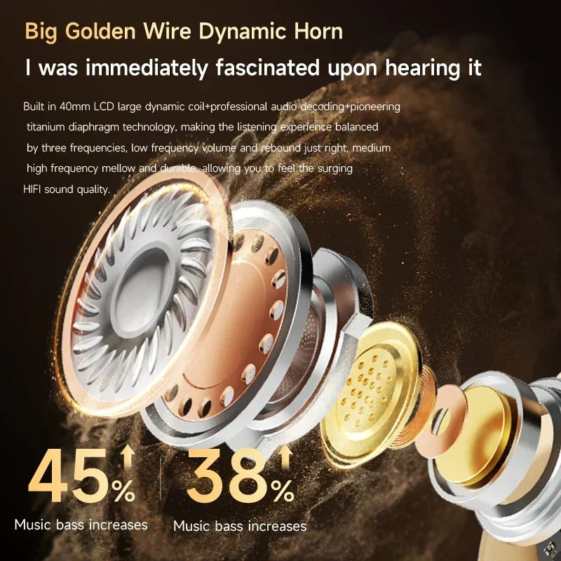 Bluetooth 5.4 Wireless Headphones Hi-Fi Lossless Sound 30H Playtime Over-Ear Headsets for Music Gaming Travel