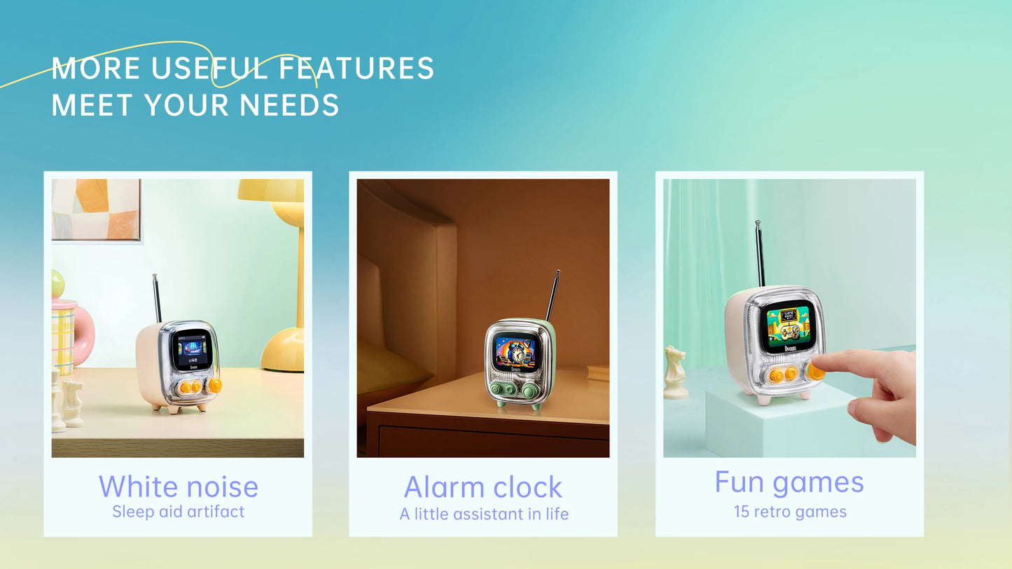 Divoom T-tiivoo-2 Mini small tv portable Radio FM with Adjustable Antenna Vintage Wireless 5.0 Bluetooth Speaker cute gift