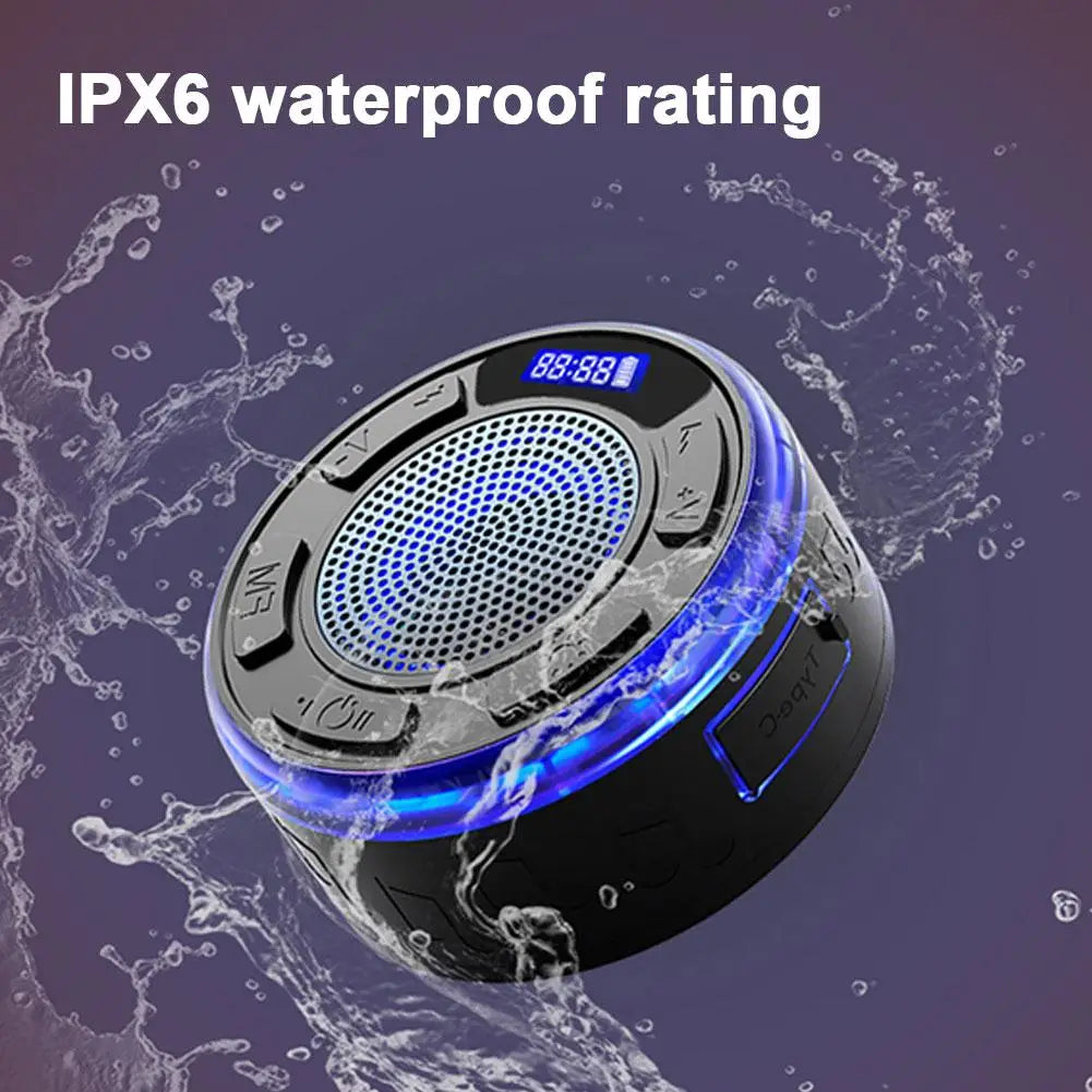 Waterproof Bluetooth Speaker with Strong Suction Cup, Mini Portable Wireless Shower Speaker for Bathroom, Home Outdoor Use