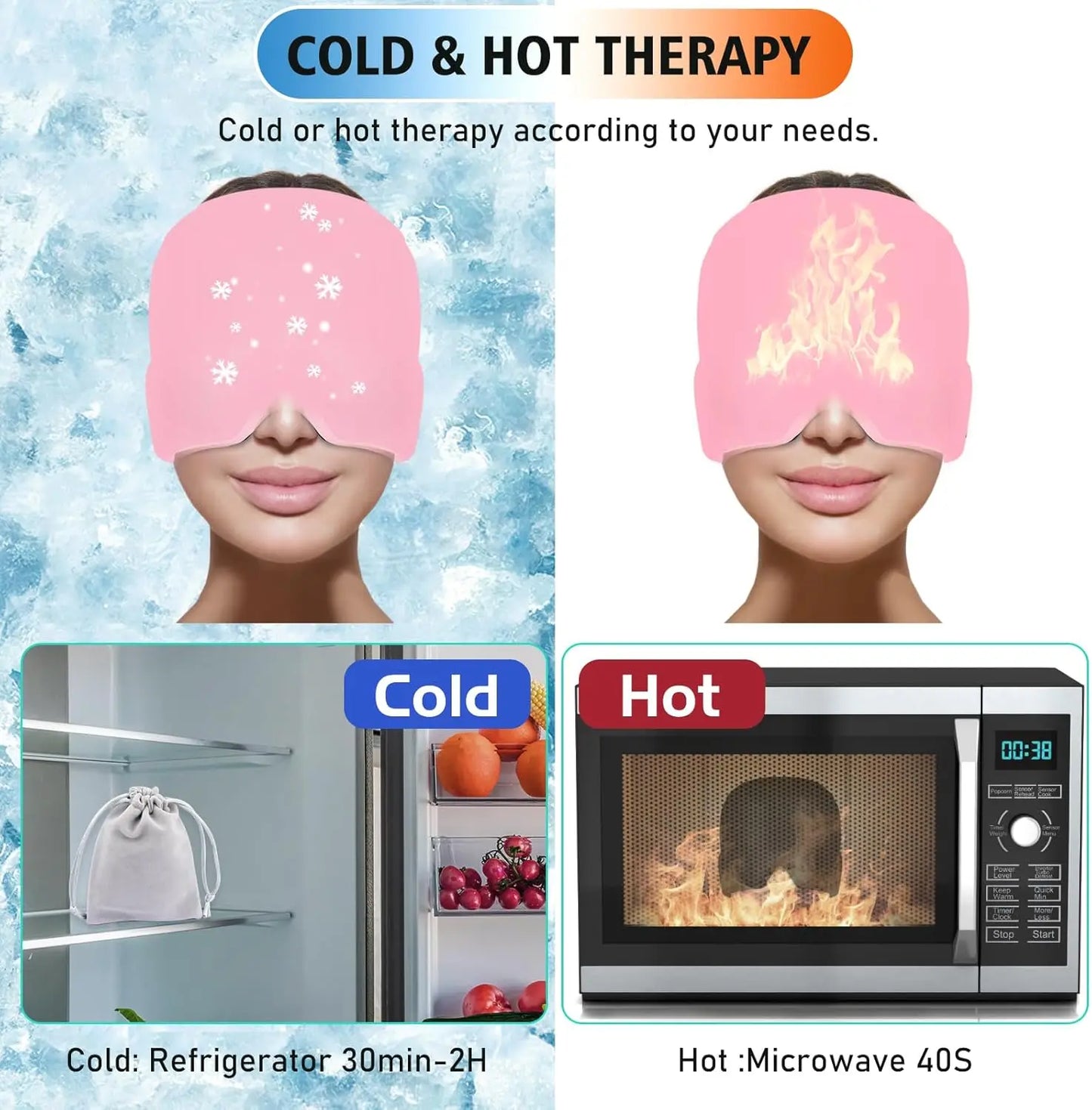 Cooling Migraine Relief Cap – Cooling gel headband and eye mask, cold therapy cap helps relieve post‑hangover symptoms, lightweight design for comfortable wear, breathable fabric—an ideal choice for migraine sufferers a