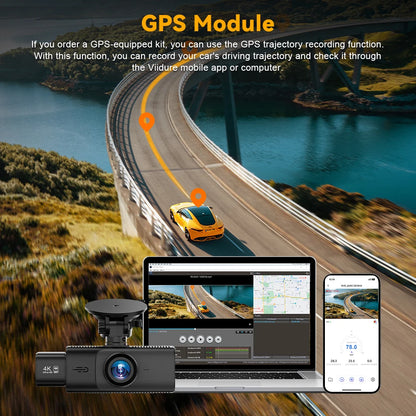 3 Channel WiFi 4K Dash Cam Front and Inside DashCam 1080P Rear Camera Night Vision 24H Parking Car DVR Black Box Support GPS
