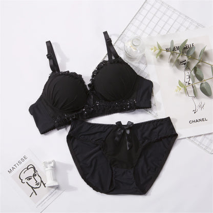 Sexy Bra Set Non-Wired Underwear Female Small Breasts Gathered Push Up Comfortable Girl Beautiful Back Adjustable Lingerie Sets