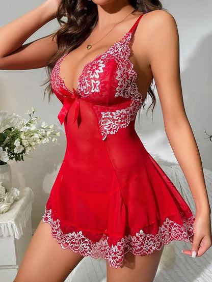 Plus Size Pajamas For Women's Sleepwear Sexy Deep V Erotic Dresses