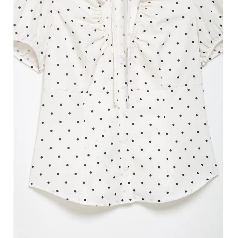 Women's Tops 2026 Summer Fashion Stand Collar Lace Up Short Sleeve Buttons Blouses Elegant Shirts Female Slim Top