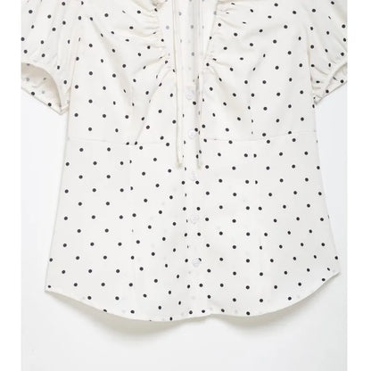 Women's Tops 2026 Summer Fashion Stand Collar Lace Up Short Sleeve Buttons Blouses Elegant Shirts Female Slim Top