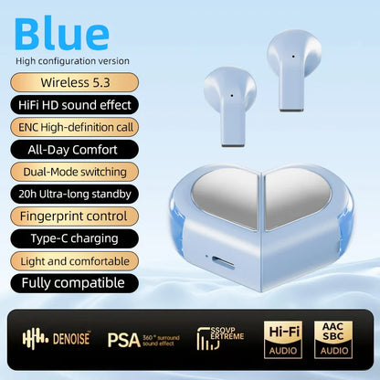 K520 Bluetooth Wireless Earphones Rotatable Heart Shape Charging Box Low Latency Gaming Stereo In Ear Earbuds