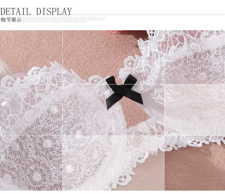 New Arrival Sweet Spicy Lace Lingerie Set Ultra Thin Half Cup Push Up Bra Soft Underwire Anti Sag Comfortable Women Wear