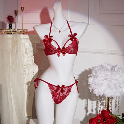 Bras For Woman Transparent Underwear Hot Erotic Sexy Lace Set Push Up Bra With Panty Set Ruffle Lingerie Set Briefs Sets