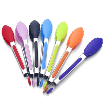 Silicone Food Tong Stainless Steel Kitchen Tongs Silicone Non-slip Cooking Clip Clamp BBQ Salad Tools Grill Kitchen Accessories