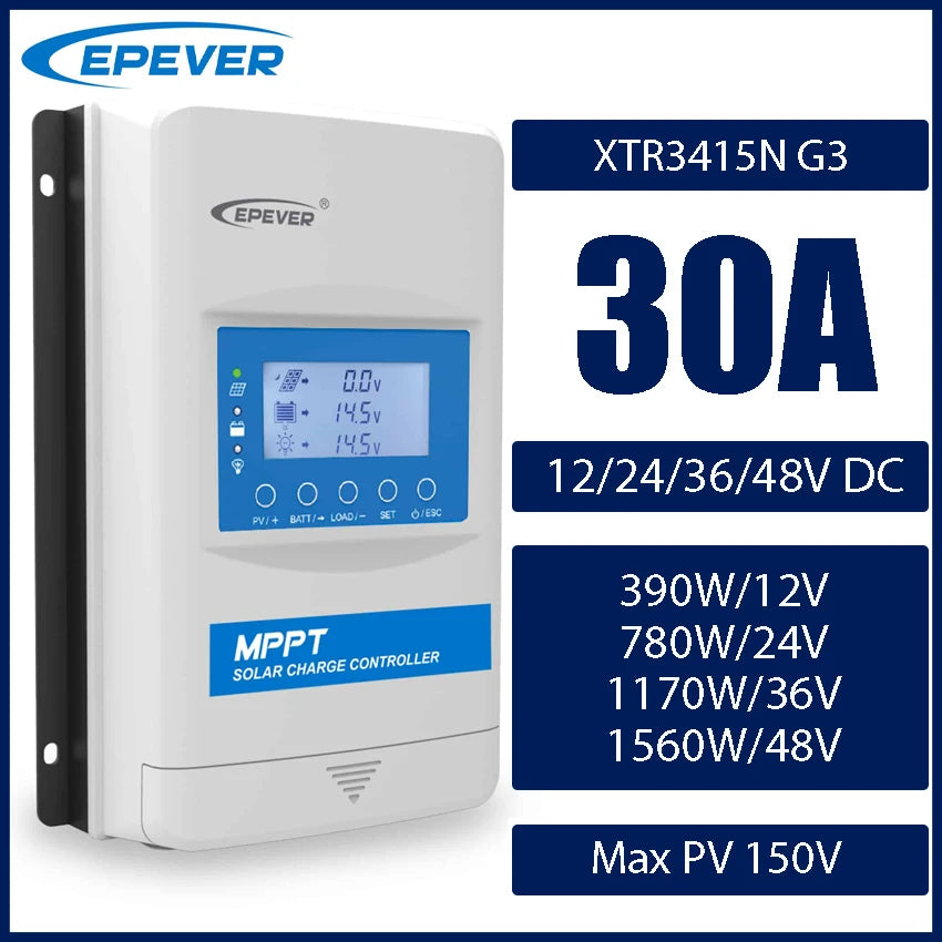 EPEVER 10/20/30/40A MPPT Solar Controller 12V 24V 48V XTRANG 60/100/150V PV Panel Support Lithium/No Battery