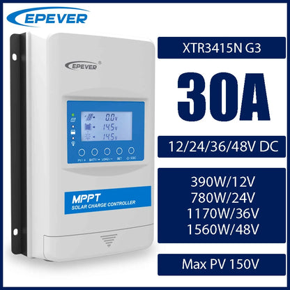 EPEVER 10/20/30/40A MPPT Solar Controller 12V 24V 48V XTRANG 60/100/150V PV Panel Support Lithium/No Battery