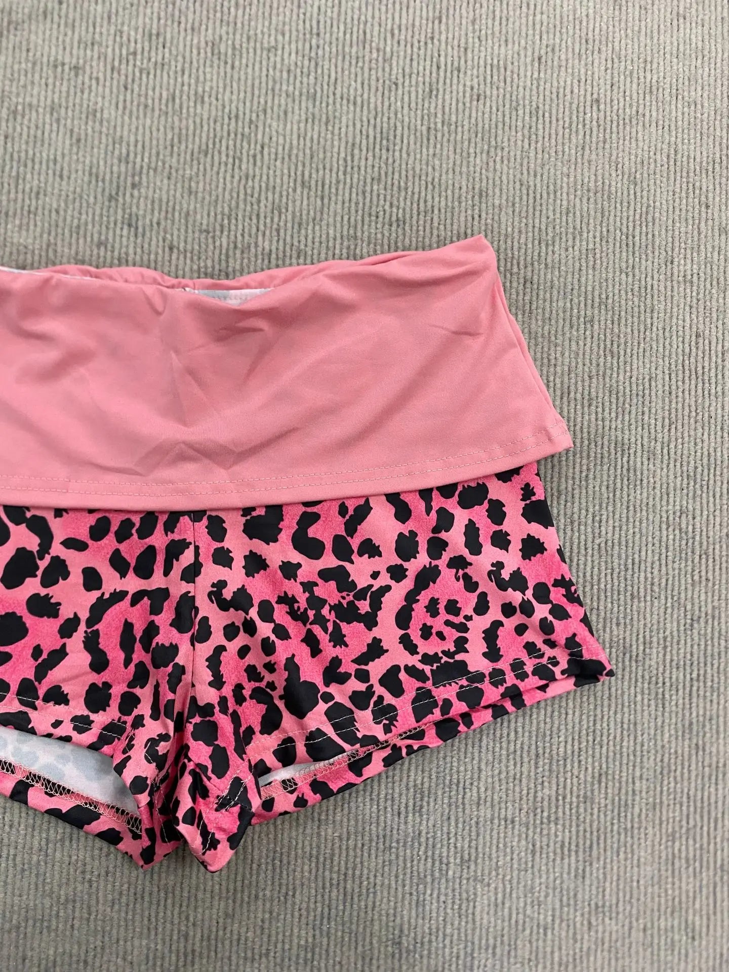 2026 summer new American retro leopard print patchwork short sleeved shorts set Y2K punk street fashion trend casual spicy girl