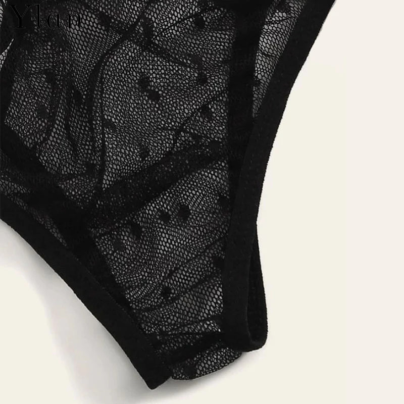 Bra set Women Sexy Mesh Lingerie Set Polka Dot Transparent Harness Lingerie Hollow Out Bralette+Garter+Thong 3pcs Underwear Set
