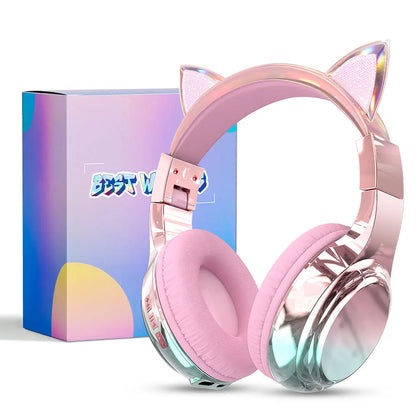 Unicorn Wireless Headphones for Kids Girls Bluetooth Earphones Foldable Cat Ear Headphones for School Travel Children's Headset