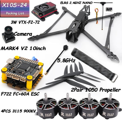 MARK4 V2 10inch F722 Flight Control 60A 4INI ESC 3115 Motor Camera VTX Receiver Antenna for FPV RC Racing Drone Quadcopter Parts