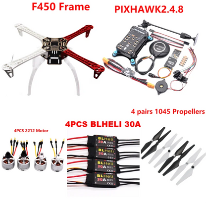 PixHawk2.4.8 Flight Control F450 Drone Kit Ardupilot 100MW Radio Telemetry Quadcopter BLHELI 30A 2212 Motor ESC Landing Gear
