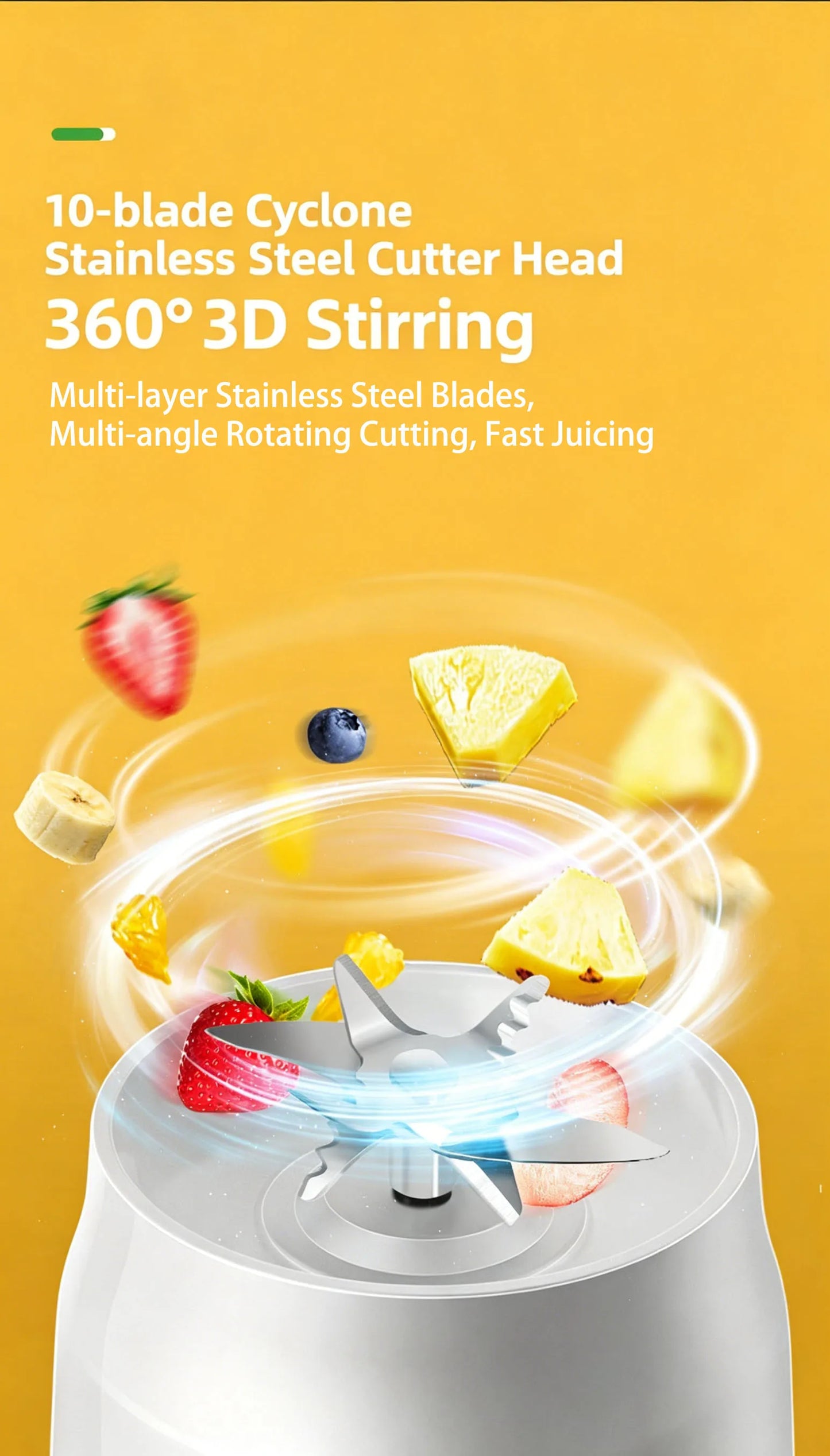 Portable Fruit Juicer Blenders Outdoor Personal Electric Mini Bottle Home USB Charge 10 Blades Double Cup Juicer Machine