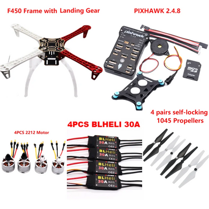 PixHawk2.4.8 Flight Control F450 Drone Kit Ardupilot 100MW Radio Telemetry Quadcopter BLHELI 30A 2212 Motor ESC Landing Gear