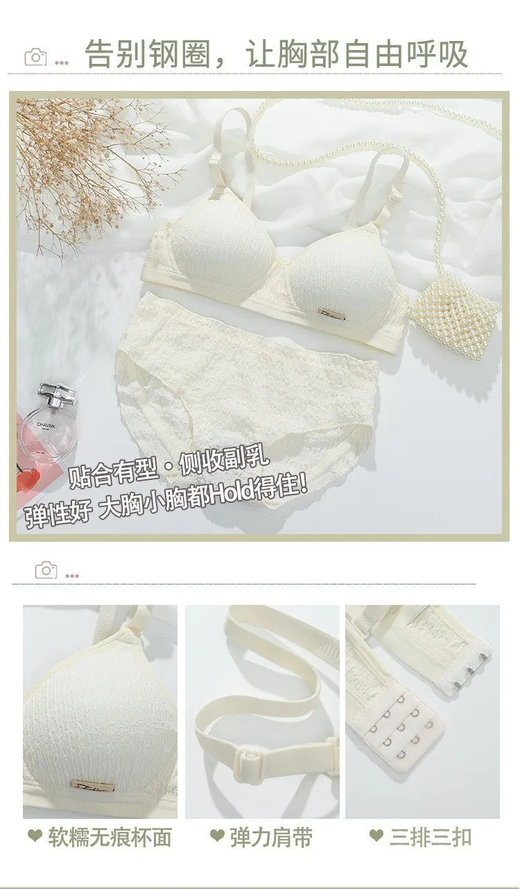 Women Bra Set Sport Lingerie Non-Wire Bralette Top Sexy Low Waist Panties Female Seamless Underwear Set Sleep Intimates