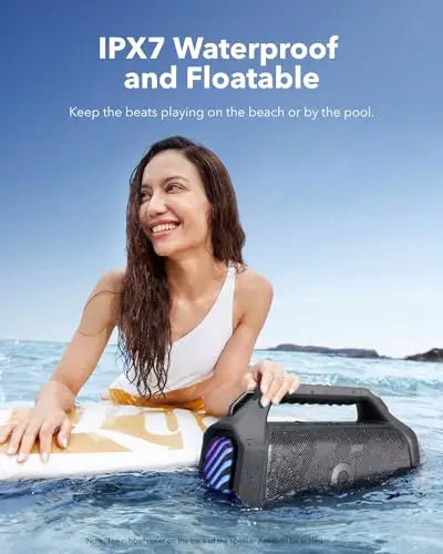 140W Bluetooth 5.3 Portable Speaker: 2+2 Channel, BassUp 2.0, 20-Hour Playback, IPX7 Floatable, RGB Lighting, Fast Charge,