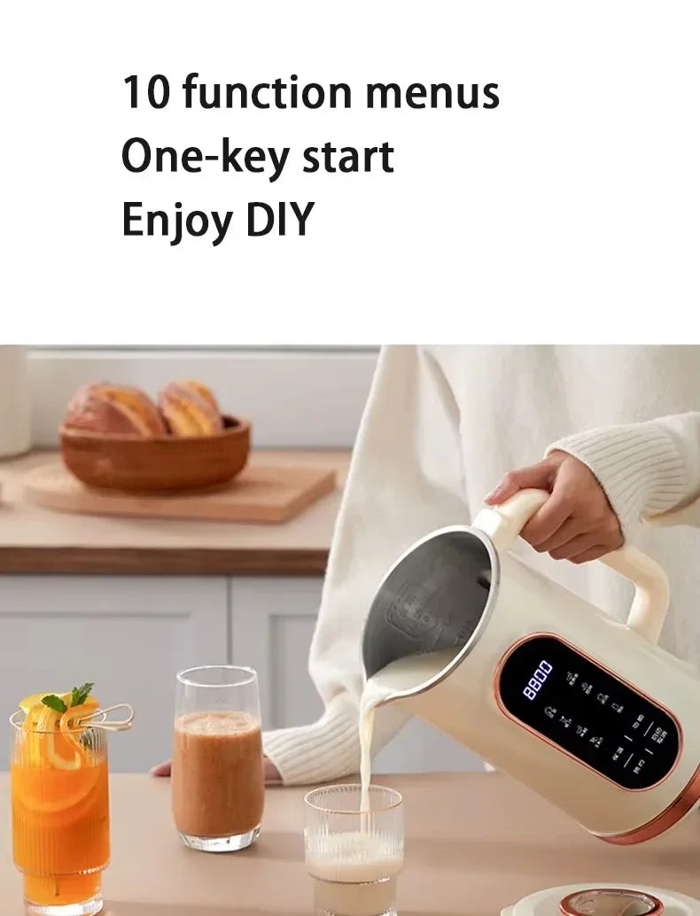 TINSOL 1500ml Multifunctional Wall Breaker 10 Blade Blender 304 Stainless Steel Inner Soymilk Maker Breakfast Machine