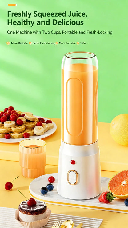 Portable Fruit Juicer Blenders Outdoor Personal Electric Mini Bottle Home USB Charge 10 Blades Double Cup Juicer Machine