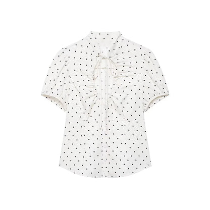 Women's Tops 2026 Summer Fashion Stand Collar Lace Up Short Sleeve Buttons Blouses Elegant Shirts Female Slim Top