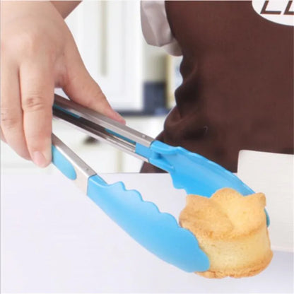 Silicone Food Tong Stainless Steel Kitchen Tongs Silicone Non-slip Cooking Clip Clamp BBQ Salad Tools Grill Kitchen Accessories
