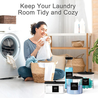 3+1 Pack Laundry Pods Containers & Dryer Sheet Holder & Laundry Detergent Dispenser, Laundry Room Organization and Storage Jars