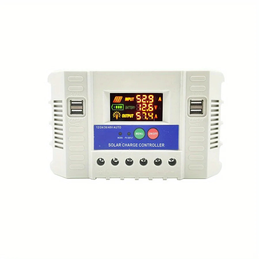 60A Smart Solar Charge Controller 12V/24V/36V/48V Auto,PWM 3-Stage Charging,LCD Display,for Lead-Acid/AGM/Gel/Li-ion/LiFePO4