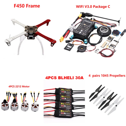 PixHawk2.4.8 Flight Control F450 Drone Kit Ardupilot 100MW Radio Telemetry Quadcopter BLHELI 30A 2212 Motor ESC Landing Gear