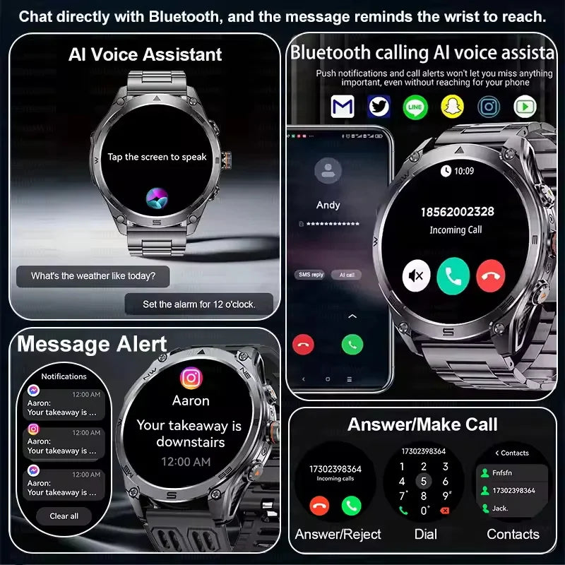 2026 New GPS Smart Watch Men 1000mAh Battery 10ATM Waterproof