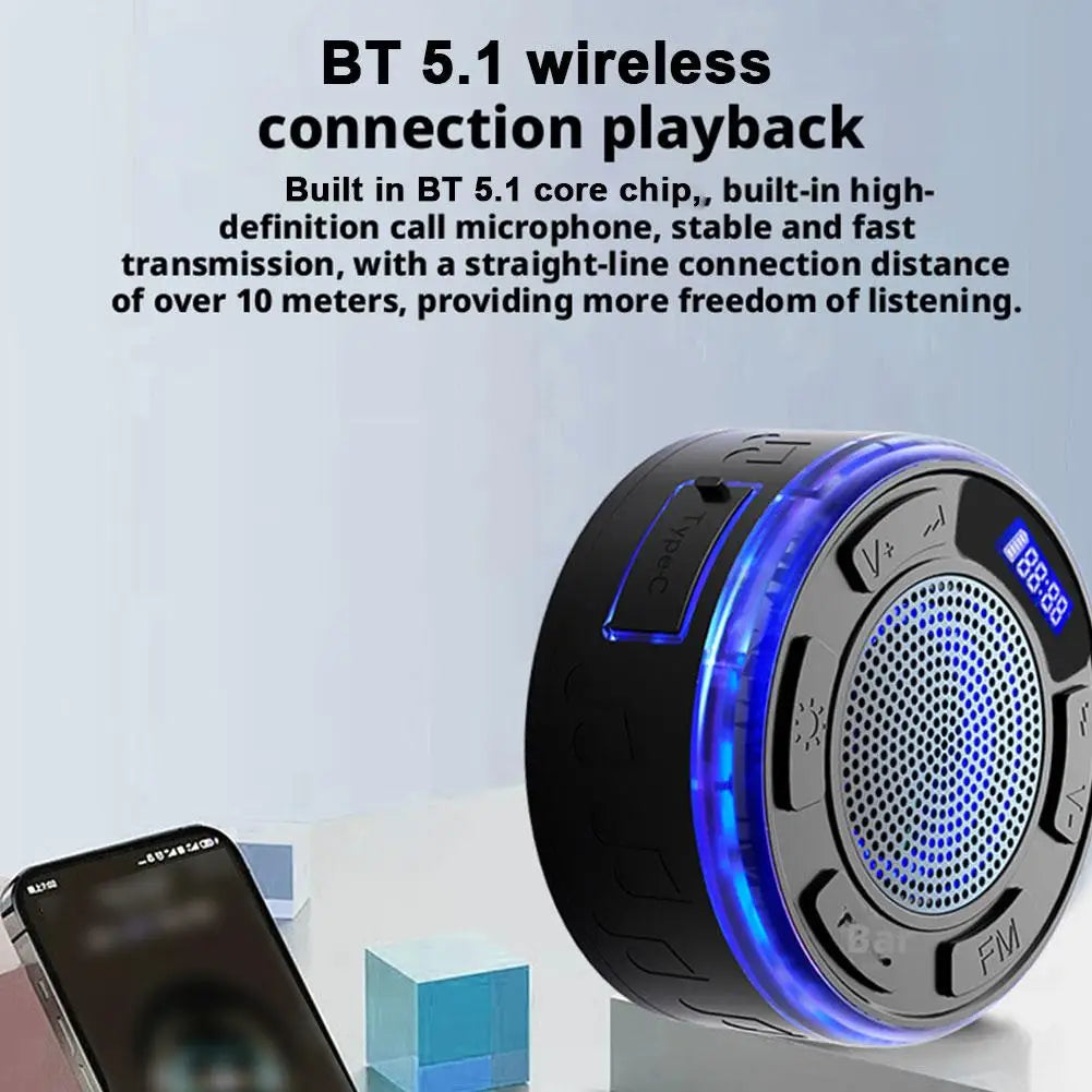 Waterproof Bluetooth Speaker with Strong Suction Cup, Mini Portable Wireless Shower Speaker for Bathroom, Home Outdoor Use