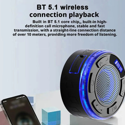 Waterproof Bluetooth Speaker with Strong Suction Cup, Mini Portable Wireless Shower Speaker for Bathroom, Home Outdoor Use