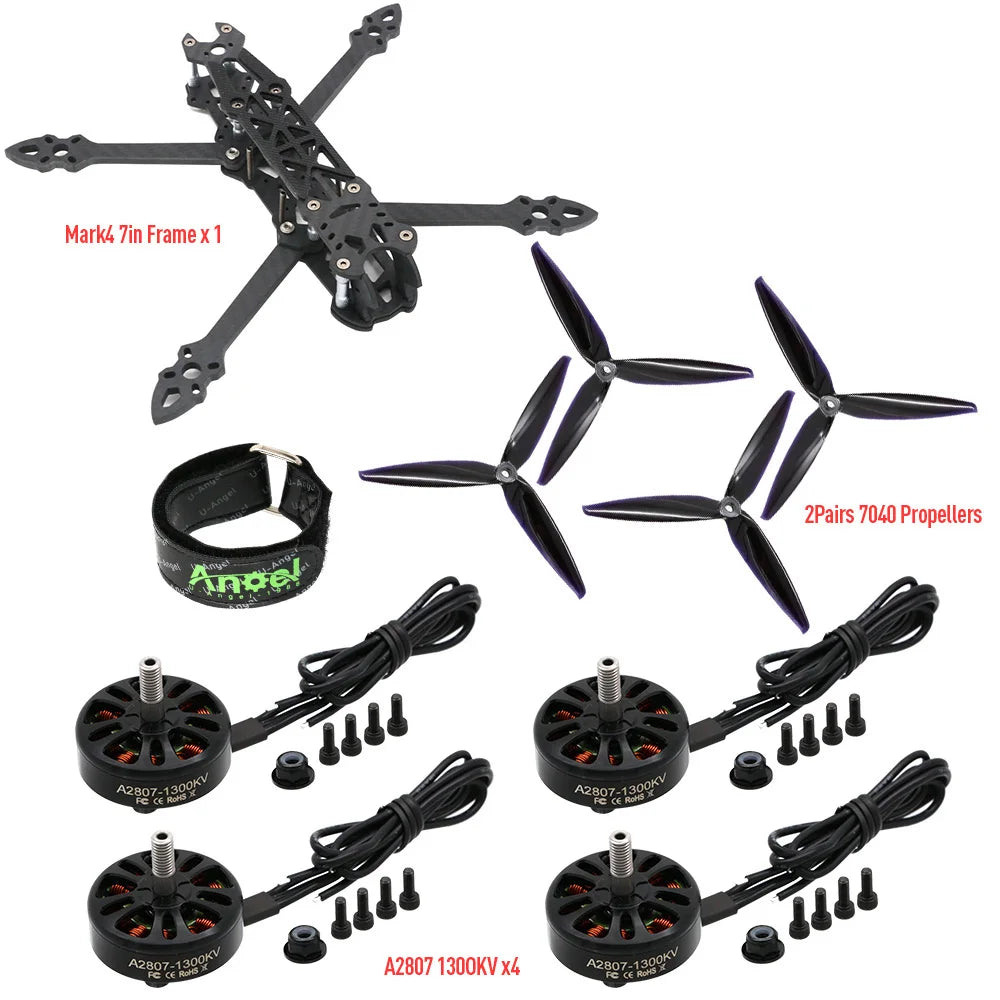 Mark4 Mark 4 7inch 295mm FPV Frame& F4 V3S PLUS Stack BLS 60A ESC &A2807 1300KV Brushless Motor& 7040 propeller Rc Drone Kit